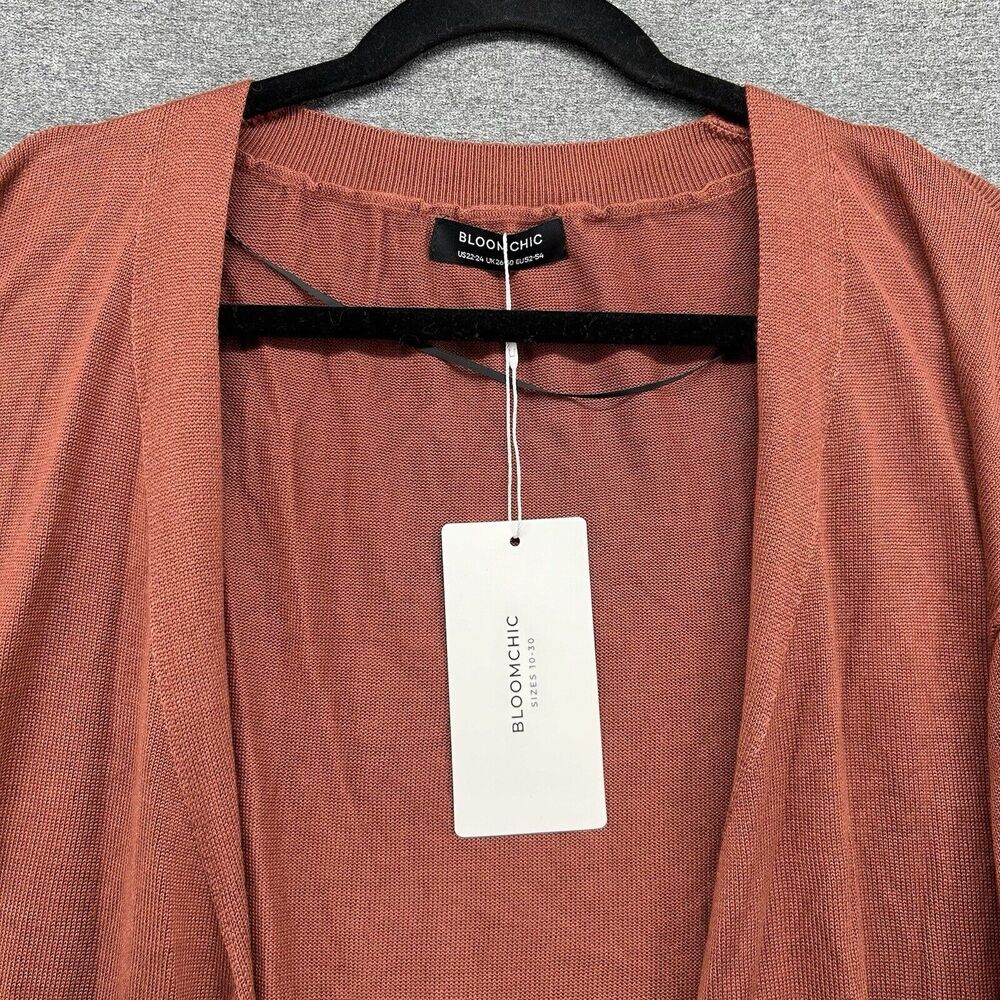 NWT Bloomchic Womens 22/24 Open Front Cardigan Sweater Rust Orange Plus Size - Picture 2 of 8